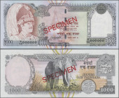 Nepal: Nepal Rastra Bank, 1.000 Rupees ND(2000) SPECIMEN, P.44as with signature: Satyendra Pyara Shrestha, serial # 000000 and red overprint ”Specimen...