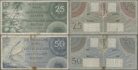 Netherlands Indies: De Javasche Bank, lot with 10 banknotes, 1946 and 1948 series, with 3x 5 Gulden 1946 (P.87, 88, F, VF), 2x 10 Gulden 1946 (P.89 (X...