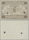Netherlands: Ministerie van Financiën, 1 Gulden Zilverbon 1915, P.8 with cancellation holes, soft horizontal fold, otherwise perfect, Condition: aUNC....