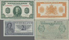 Netherlands: Kingdom of the Netherlands and Minister of Finance, lot with 9 ZILVERBONS and MUNTBILJETEN, comprising 2.50 Gulden 1920 (P.16, F+/VF), 1 ...