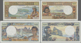 New Caledonia: Institut d'Émission d'Outre-Mer – NOUMEA, pair with 100 Francs ND(1969) (P.59, VF+/XF) and 500 Francs ND(1969) (P.60a, UNC). (2 pcs.)
...