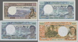 New Hebrides: Institut d'Émission d'Outre-Mer – NOUVELLES HEBRIDES, lot with 5 banknotes, series 1970-1980, with 2x 100 Francs (P.18b, VF, UNC), 2x 50...