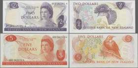 New Zealand: Reserve Bank of New Zealand, huge lot with 10 banknotes, series ND(1975-1992), comprising 1 Dollar (P.163c, UNC), 2 Dollars and 2 Dollars...