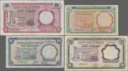 Nigeria: Central Bank of Nigeria, lot with 5 banknotes, series 1967/68, with 1 Pound (P.8, VF/VF+), 5 and 10 Shillings (P.10, 11, F) and 2x 1 Pound (P...