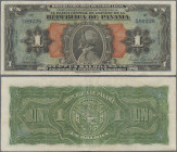 Panama: Banco Central de Emisión de la República de Panamá, 1 Balboa 1941, P.22, several repairs, cut margin and obviously cleaned, Condition: F/F-.
...