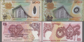 Papua New Guinea: Bank of Papua New Guinea, lot with 22 banknotes, series 2000-2010, comprising for example 5 Kina 2000 Millennium (P.19, UNC), 100 Ki...