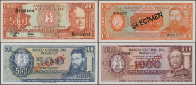 Paraguay: Banco Central del Paraguay, huge lot with 26 banknotes, series 1962-2009, consisting for example 5.000 Guaranies 1982 (P.208, aUNC), 5.000 G...