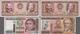 Peru: Banco Central de Reserva del Peru, huge lot with 38 banknotes, series 1965-1991, 5 Soles de Oro – 5 Million Intis, comprising for example 500 So...