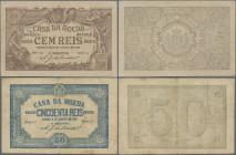 Portugal: Casa de Moeda, pair with 50 and 100 Reis Bronze 1891, P.87 (F/F-) and P.88 (aUNC). (2 pcs.)
 [differenzbesteuert]
