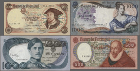 Portugal: Banco de Portugal, lot with 14 banknotes, series 1964-1981, comprising 2x 20 Escudos 1964 (P.167a,b, VF, UNC), 50 Escudos 1964 (P.168, XF), ...