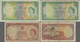Rhodesia & Nyasaland: Bank of Rhodesia and Nyasaland, set with 10 Shillings and 1 Pound 1957, P.20a, 21a (F) and 1 Pound 1960, P.21b (VF). (3 pcs.)
 ...