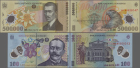 Romania: Banca Naţională a României, lot with 15 banknotes, series 1998-2008, with 1.000, 5.000, 10.000, 50.000 and 100.000 Lei 1998/99 (P.106-110, UN...