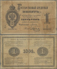 Russia: State Credit Note, 1 Rubl 1884, P.A48, margin split, toned paper and small tears at center, Condition: F.
 [differenzbesteuert]
