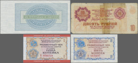 Russia: Lot with 30 Foreign Exchange Certificates and ARCTIC COAL - Soviet Coal Mining Company 1970's, comprising for example 1 and 5 Kopeks 1976 (P.F...