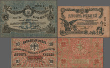 Russia: Ukraine & Crimea, lot with 11banknotes, series 1917-1919, with 10 and 25 Rubles Elisabetgrad (P.S323Ba, S324Ab, F-, VG), 15, 20, 50 Kopeks Ode...