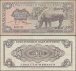 Rwanda-Burundi: Banque d'Émission du Rwanda et du Burundi, 500 Francs 1960, P.6a, slightly stained paper and some folds, probably cleaned, Condition: ...