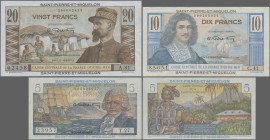Saint Pierre & Miquelon: Caisse Centrale de la France d'Outre-Mer – Saint Pierre et Miquelon, set with 5, 10 and 20 Francs ND(1950-60), P.22 (UNC), P....