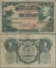 Sarawak: The Government of Sarawak, 1 Dollar 1st January 1935, P.20, minor repairs upper margin, some rusty spots and repaired hole at center, Conditi...