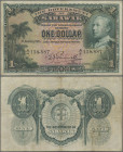Sarawak: The Government of Sarawak, 1 Dollar, 1st January 1935, P.20, slightly stained paper and several folds and creases, Condition: F.
 [differenz...