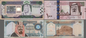 Saudi Arabia: Saudi Arabian Monetary Agency, lot with 7 banknotes, series AH1419 (1999) – 2009, with 20 and 200 Riyals commemorating the Centennial of...