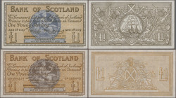 Scotland: Bank of Scotland, nice lot with 5 banknotes, series 1945-1956, with 1 Pound 1945 (P.96b, aUNC), 5 Pound 1953 (P.98b, F+/VF), 2x 1 Pound 1955...