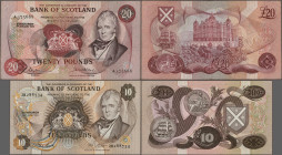 Scotland: Bank of Scotland, lot with 9 banknotes, series 1971-1988, with 3x 1 Pound 1972/1980/1988 (P.111b,d,g, aUNC, UNC), 2x 5 Pounds 1971/73 (P.112...