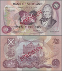 Scotland: Bank of Scotland, 20 Pounds 1st October 1970 SPECIMEN, signatures: Polwarth & Walker, P.114s in UNC condition.
 [differenzbesteuert]