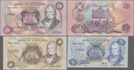 Scotland: Bank of Scotland, set with 3 banknotes, series 1991/93, with 5 Pounds (P.116b, XF), 10 Pounds (P.117a, XF/XF+) and 20 Pounds (P.118, VF+/XF)...