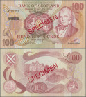 Scotland: Bank of Scotland, 100 Pounds 22nd January 1992 SPECIMEN, signatures: Pattullo & Burt, P.118Abs in UNC condition.
 [differenzbesteuert]