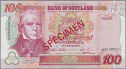 Scotland: Bank of Scotland, 100 Pounds 17th July 1995 SPECIMEN, signatures: Pattullo & Burt, P.123as in UNC condition.
 [differenzbesteuert]