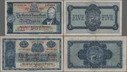 Scotland: The British Linen Bank, lot with 6 banknotes, series 1929-1962, with 1 Pound 1929 (P.156, F+/VF), 1 Pound 1956 (P.157d, VF), 5 Pounds 1952 (...
