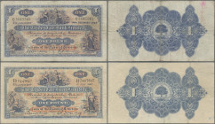 Scotland: The Clydesdale Bank Limited, pair with 1 Pound 1942 (P.189c, F+/VF) and 1 Pound 1949 (P.189f, F/F-, margin split). (2 pcs.)
 [differenzbest...