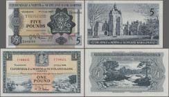 Scotland: Clydesdale & North of Scotland Bank Limited, lot with 5 banknotes, series 1950-1961, with 1 Pound 1950 (P.191a, VF/VF+), 1 Pound 1958 (P.191...