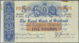 Scotland: The Royal Bank of Scotland, 5 Pounds 10th January 1942, P.317b, exceptional nice condition for this large size banknote, some rusty stains u...