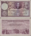 Scotland: The Commercial Bank of Scotland Limited, set with 4 banknotes, series 1938-1958, with 2x 1 Pound 1938/47 (P.S331a, S332, F, aUNC), 5 Pounds ...