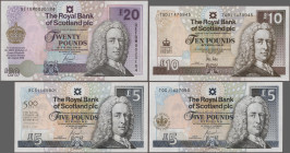 Scotland: The Royal Bank of Scotland plc, huge lot with 22 banknotes, series 1987-2012, comprising 1, 5 and 10 Pounds 1987 (P.346a, 347a, 348a, UNC, V...