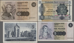 Scotland: Clydesdale Bank Limited, lot with 7 banknotes, series 1963-1979, with 1 Pound 1966 (P.197, XF+/aUNC, minor spots), 5 Pounds 1963 (P.198, VF+...