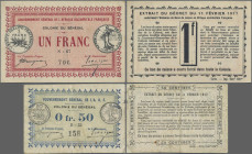 Senegal: Gouvernement Général de l'Afrique Occidentale Française – SENEGAL, series 1917, pair with 0,50 Franc (P.1b, F) and 1 Franc (P.2b, XF). (2 pcs...