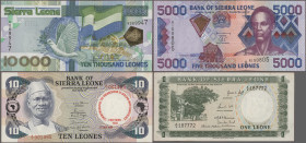 Sierra Leone: Bank of Sierra Leone, huge lot with 32 banknotes, series 1964-2010, comprising for example 2x 1 Leone 1964/69 (P.1a,b, VF, F), 10 Leones...