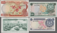 Singapore: Board of Commissioners of Currency, lot with 6 banknotes, series ND(1967-73), with 3x 1 Dollar (P.1a,b,d, UNC, VF, UNC), 2x 5 Dollars (P.2a...