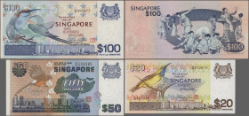 Singapore: Board of Commissioners of Currency, ND (1976-1980) ”Birds” Issue, with 1, 5, 10, 20, 50 and 100 Dollars (P.9 (XF), 10, 11b, 12, 13a, 14) in...