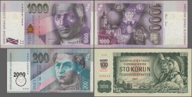 Slovakia: Slovakia Republic and Slovakia National Bank, lot with 10 banknotes, series 1993-2006, comprising 20 and 100 Korun 1993 with adhesive stamp ...