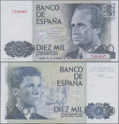 Spain: Banco de Espana, 10.000 Pesetas 1985, P.161, soft vertical bend at center and tiny dent upper right, otherwise nice original shape, Condition: ...