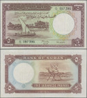 Sudan: Bank of Sudan, 5 Sudanese Pounds 1968, P.9e, some minor spots and soft folds, tiny tear left border, Condition: VF/VF+.
 [differenzbesteuert]