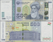 Tajikistan: Bank of Tajikistan, 500 Somoni 2018, P.22 in perfect UNC condition.
 [differenzbesteuert]