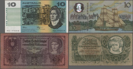 Alle Welt: Huge collection with about 420 banknotes from all over the world, comprising for example for AUSTRALIA, 10 Dollars ND(1974-91) (P.45f, VF+)...