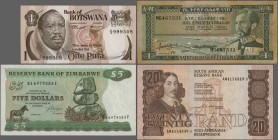 Alle Welt: Lot with 70 banknotes from all over the world, consisting for example Botswana 1 Pula ND(1976) (P.1, aUNC), Sierra Leone 10.000 Leones 2004...