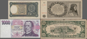 Alle Welt: Small lot with 18 banknotes, comprising for example Bohemia 50 Kronen 1944 (P.10, UNC), Czech Republic 1.000 Korun 1993 (P.8, UNC), Slovaki...