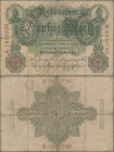 Deutschland - Deutsches Reich bis 1945: Reichsbanknote, 50 Mark 1907, Ro.29 (P.29), übliche, stärker gebrauchte Erhaltung mit Einrissen und kleinem Lo...