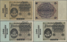 Deutschland - Deutsches Reich bis 1945: Lot mit 3 Banknoten 500 Milliarden Mark 1923, Überdruck auf 5.000 Mark, Ro.121a (F+/VF), Ro.121b (P.124), (XF ...